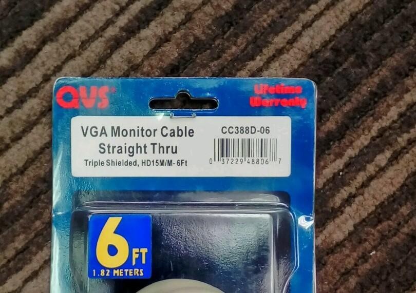 6FT VGA MONITOR CABLE STRAIGHT THRU TRIPLE SHIELDED HD15M/M CC388D-06