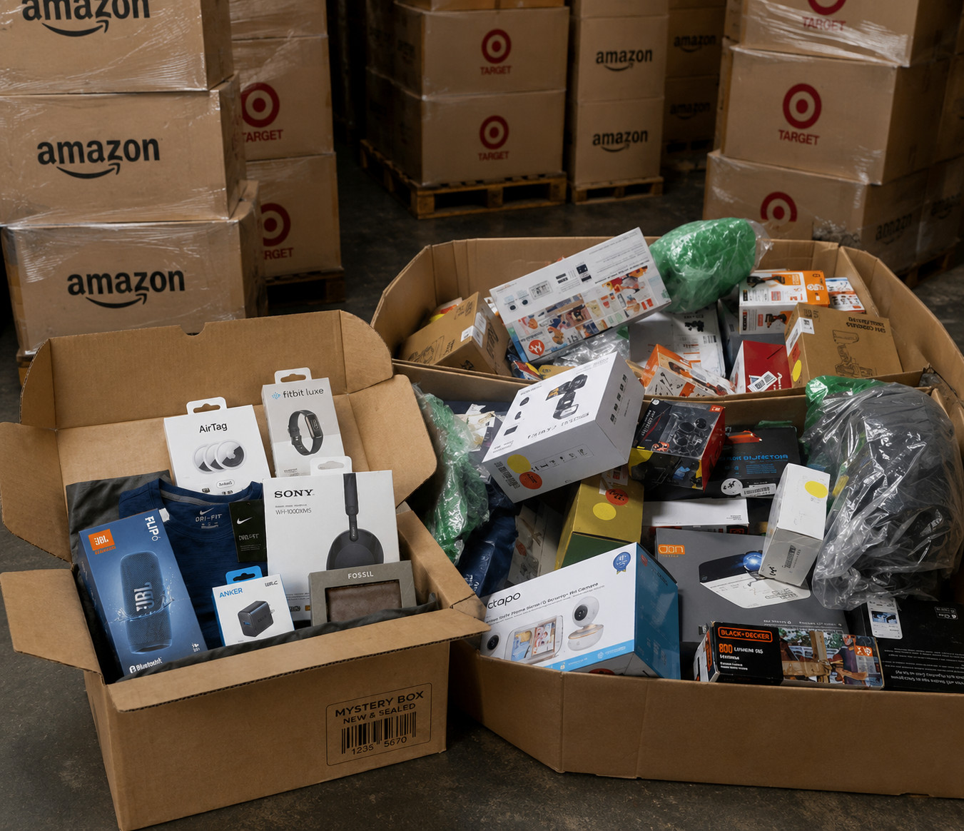Amazon Overstock Consumer Merchandise Ready for New Homes