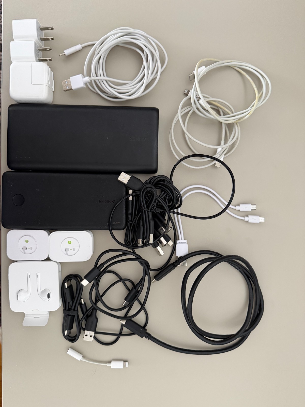 Lot of electronics for mobile devices (Apple, Anker, etc.)