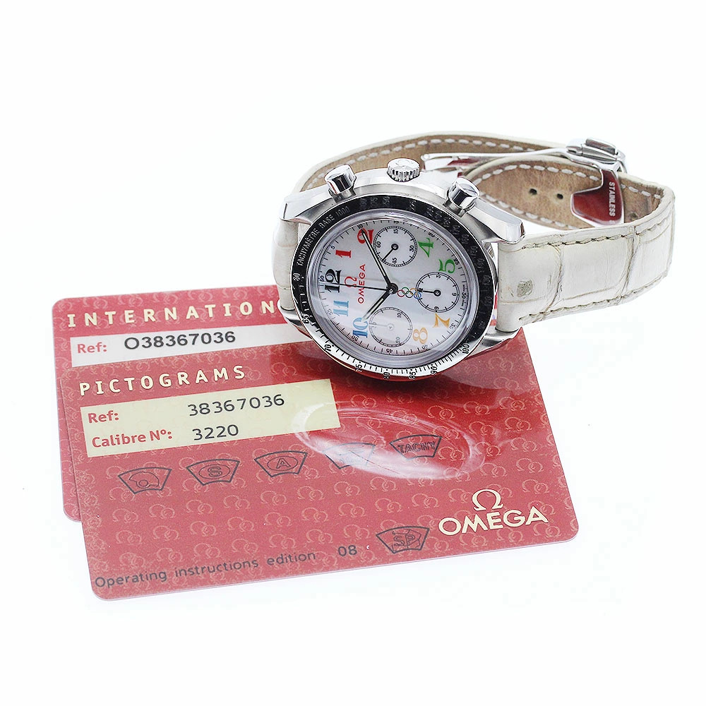 OMEGA Watch Speedmaster 3836.70.36 Chronograph White Dial Men’s w/Warranty Card