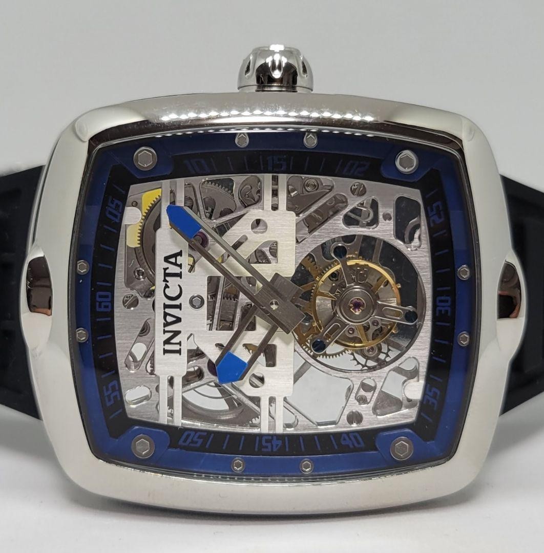 Invicta S1 Rally Diablo Tourbillon Watch Silver Dial Black Hand Winding w/ Box
