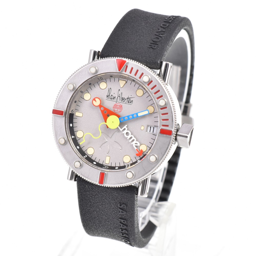 Alain Silberstein Marine G GMT Automatic 34mm Grey Dial Stainless Steel Rubber