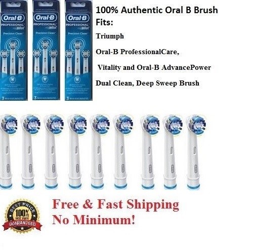 9 Braun Oral B Precision clean toothbrush heads Phillips Brush Authentic EB20-3