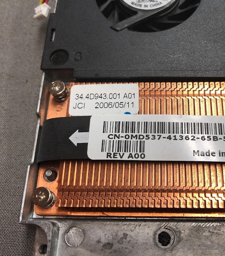 Dell 34.4D945.001 0MD537 REV A00 Heatsink SUNON Fan 60.4D922.001 REV A00