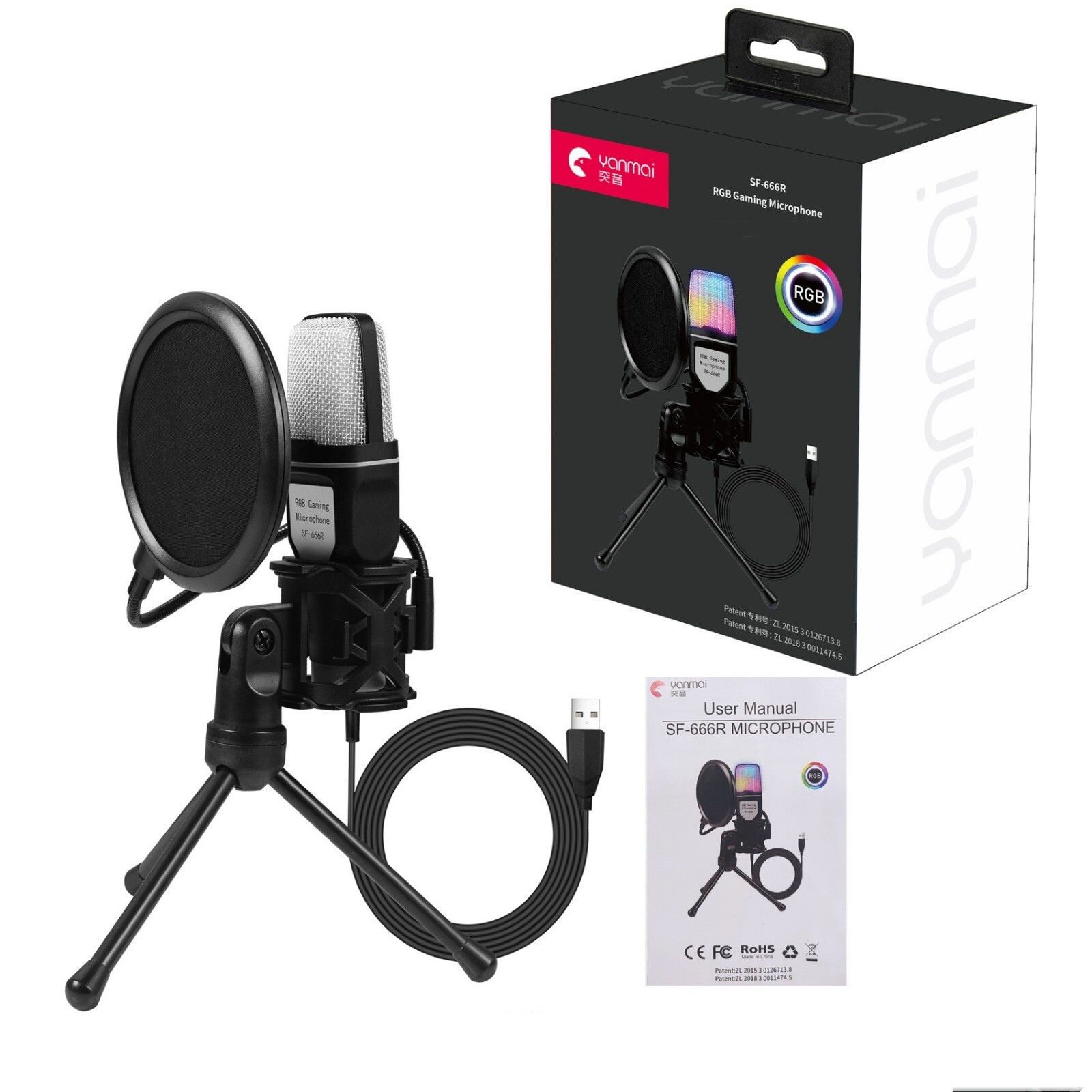Clear Full RGB Capacitor Esports Gaming Microphone