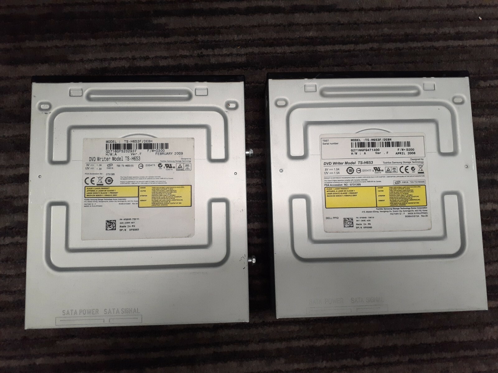 (2) TOSHIBA SAMSUNG 0F656D DVD Writer TS-H653F/DEBH Drive VER F TS-653