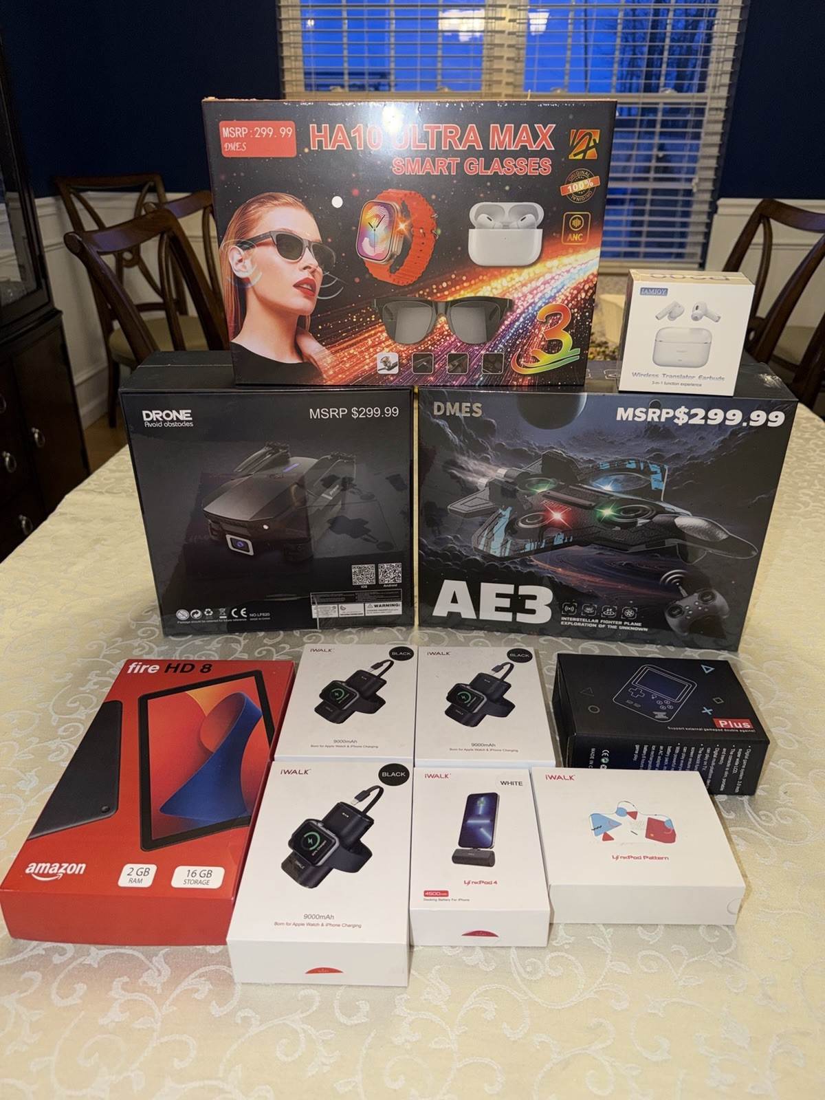 Amazon Fire HD 8 Tablet, Smart Glasses, Game Console, Wireless Earbuds Lot