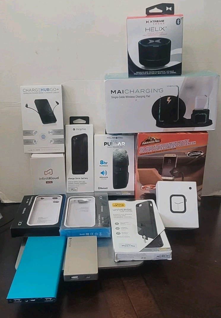Huge Tech Accessories Bundle New & Open Box Speakers Chargers Cases Smart Watch
