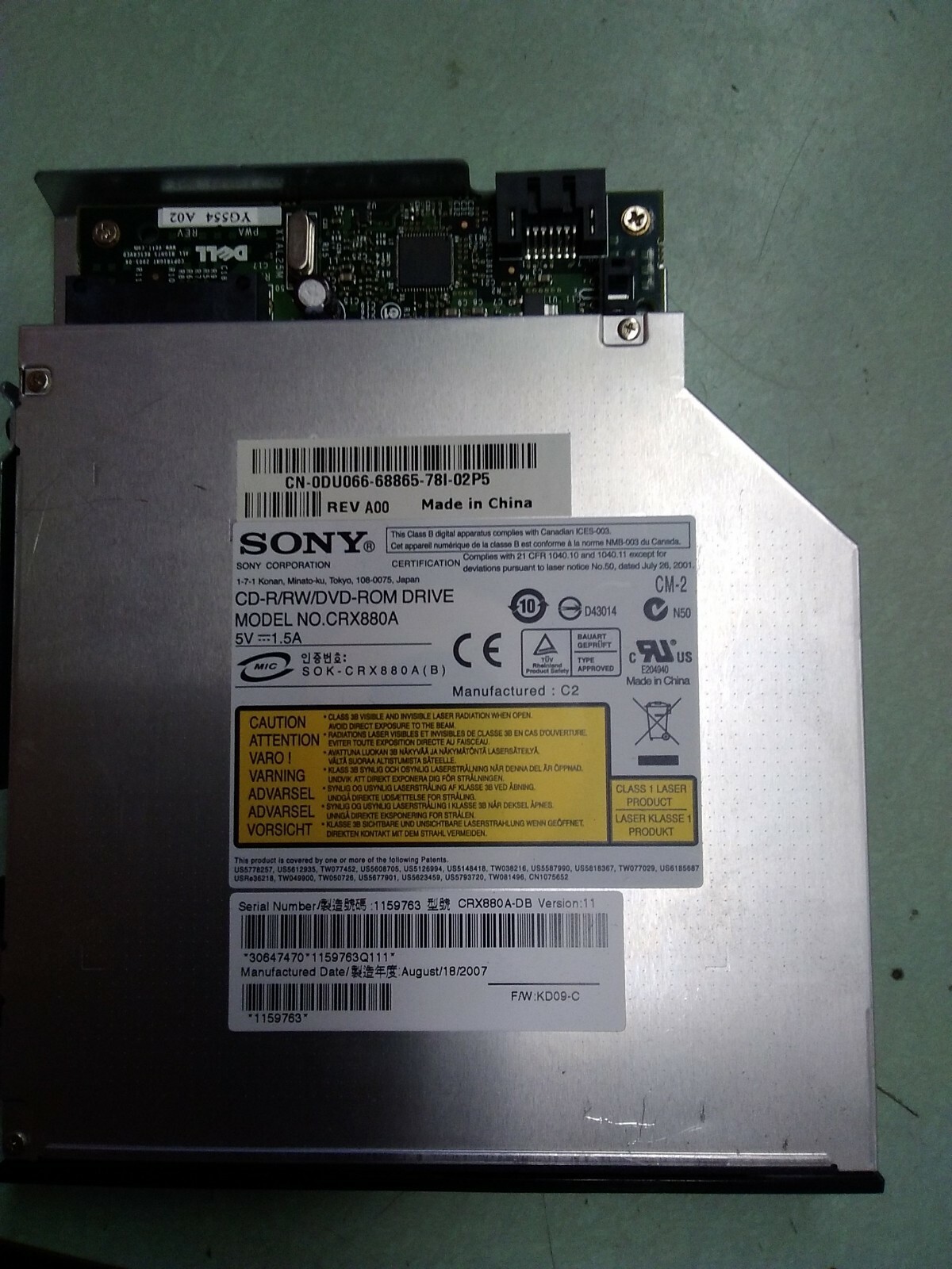 CRX880A CDRW/DVD COMBO 0DU006 REV A00