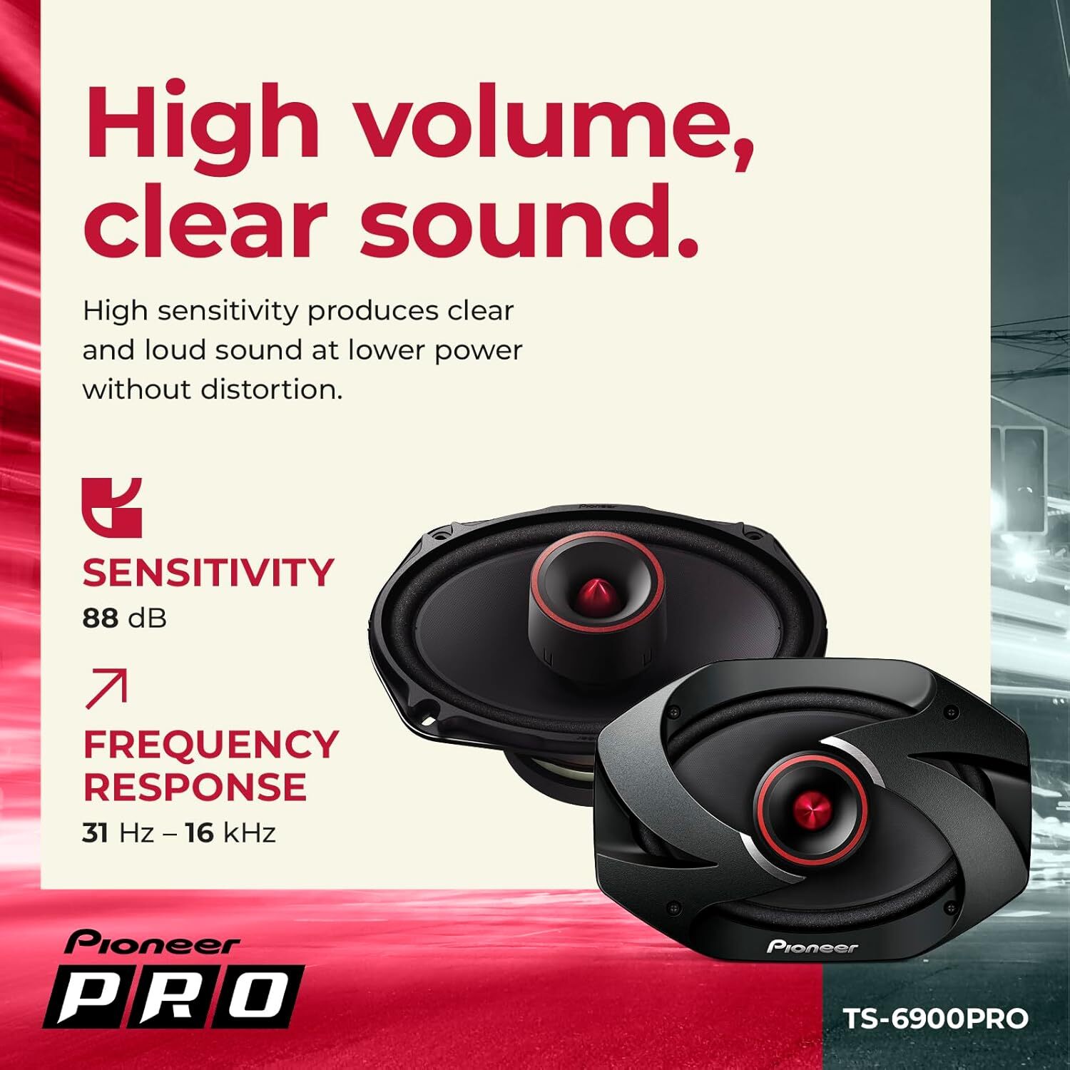 Pioneer TS6900PRO PRO Series 6×9″ 2-Way 600W MAX 2 Speakers Black Pair