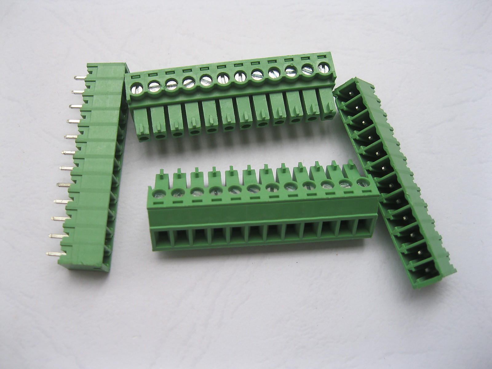 6 pcs Straight 12 pin 3.5mm Screw Terminal Block Connector Pluggable Type Green