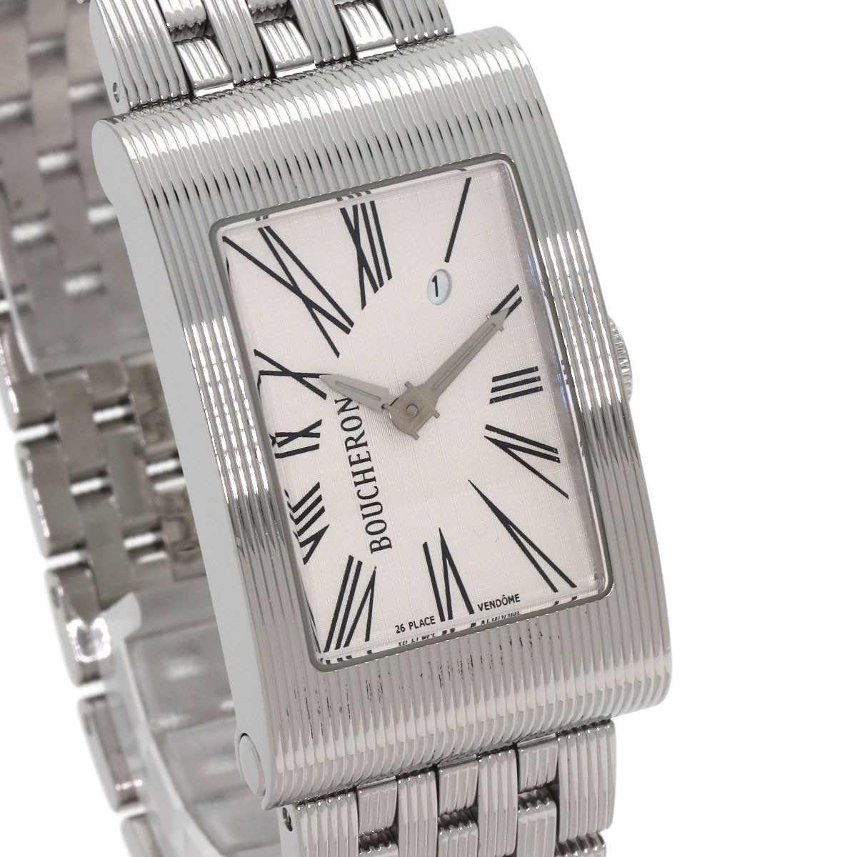 Boucheron Watch Reflet Silver Dial Stainless Steel Quartz Analog w/Box, Straps