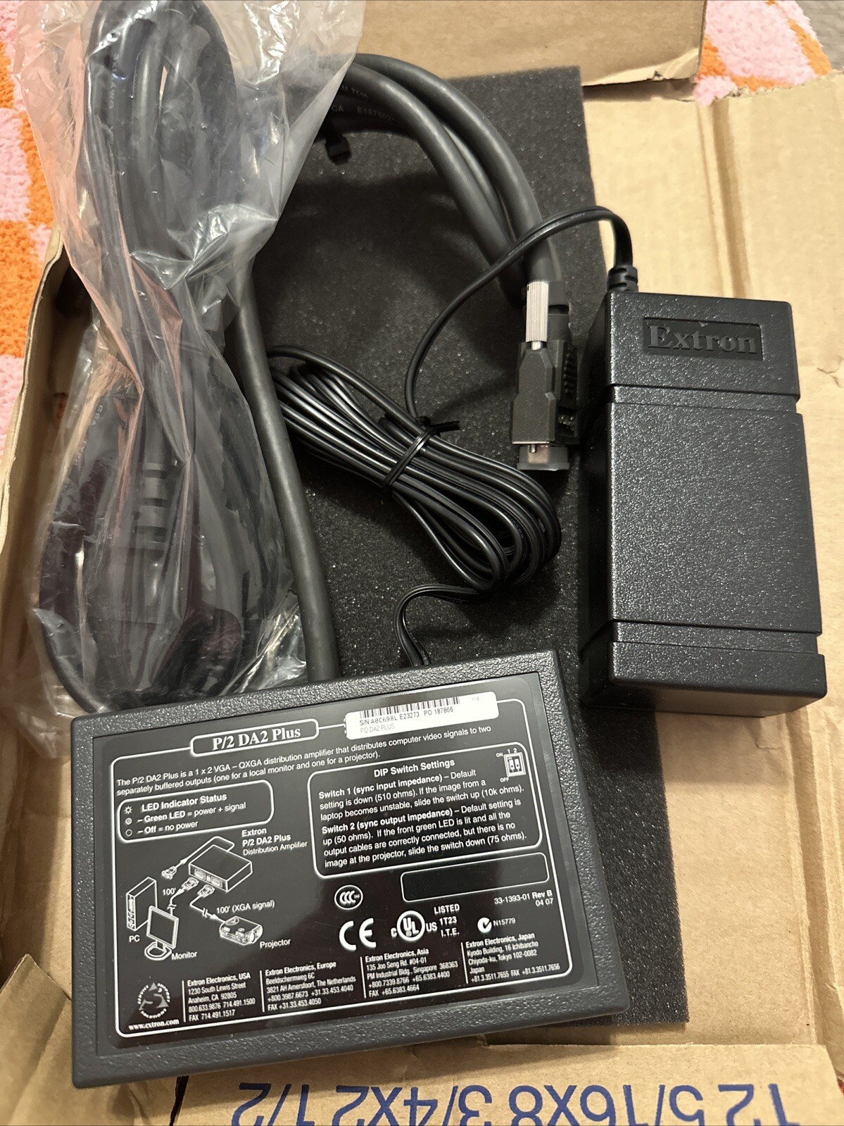 P/2 DA2 PLUSTwo Output VGA Distribution Amplifier