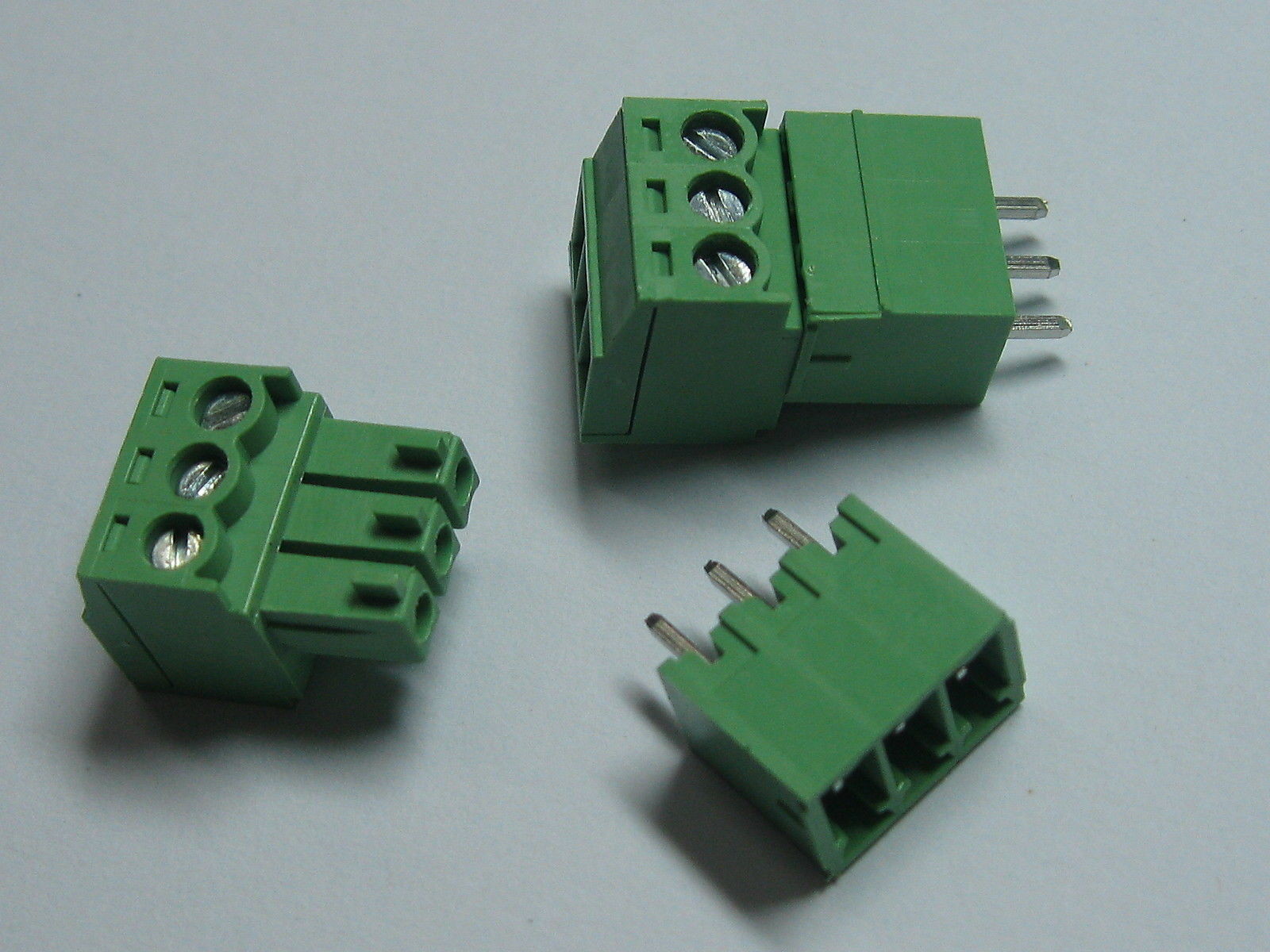 150 pcs Screw Terminal Block Connector 3.5mm 3 pin/way Green Pluggable Type New