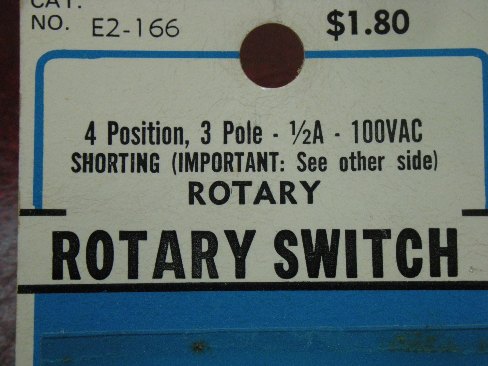 Vintage GC Electronics Mini Rotary Switch, 4 Pos 3 Pole, 100VAC 1/2A, SHORTING