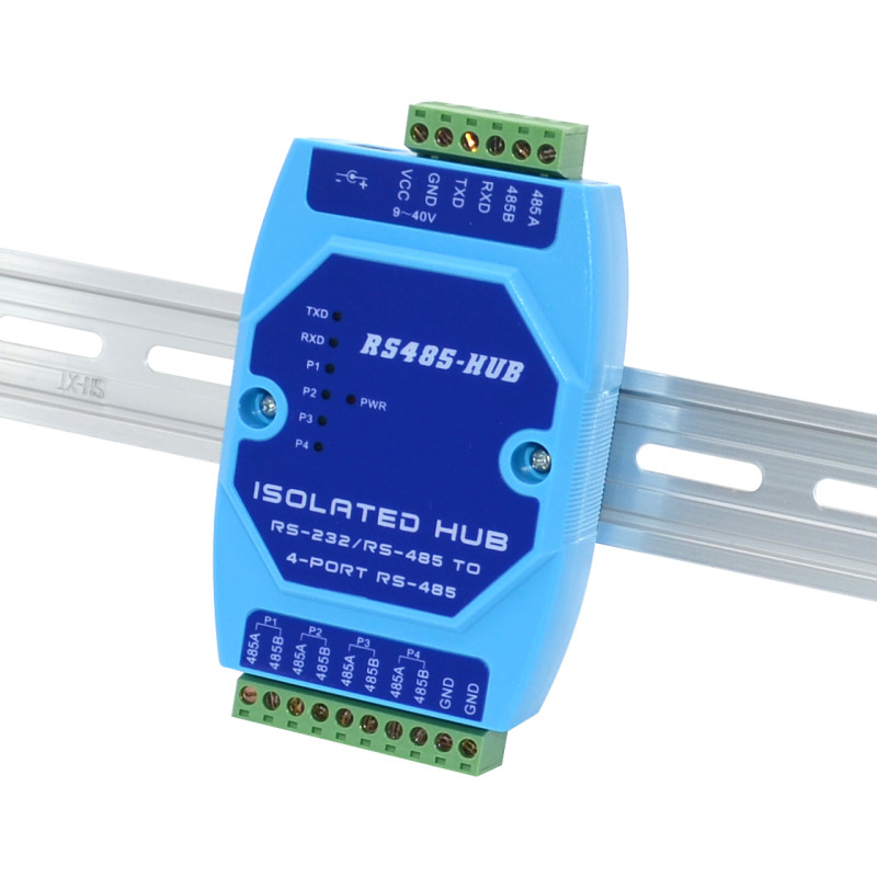 Industrial grade optical isolation 4-channel RS485 hub 1 in 4 out DC9-40V