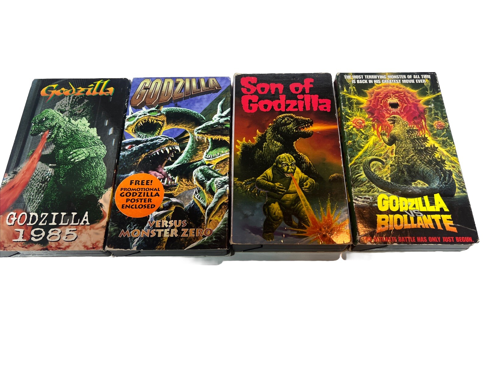 Lot Of 4 Vintage Godzilla VHS Video Tapes 1985 Godzilla, Son Of Godzilla Etc…..