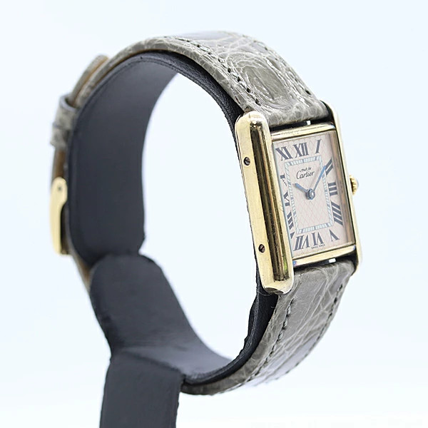 Cartier Must Tank MM W1018687 Quartz Watch Silver Boys Square Dial Accessary