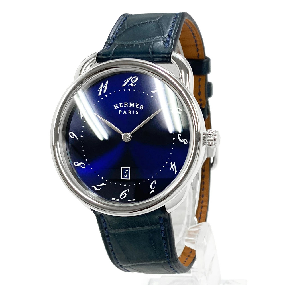 Hermes Arceau 40mm AR7Q.810 W045025WW00 Quartz Stainless Steel Blue Lacquer Dial