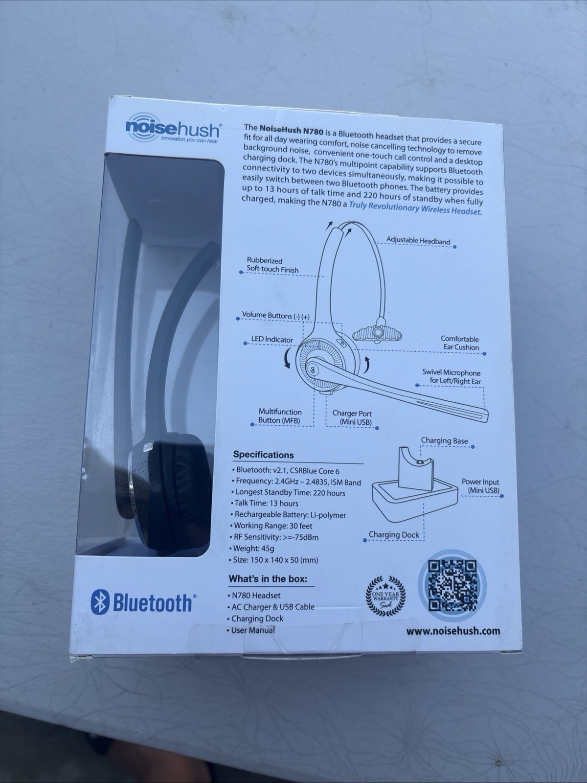 Noisehush Office Headset with Charging Base & Noise Canceling Bluetooth N780