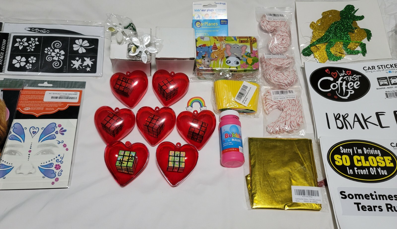 25+ Items Wholesale Lot Little Kids Toys, Cube Games, Bumper Stickers and More