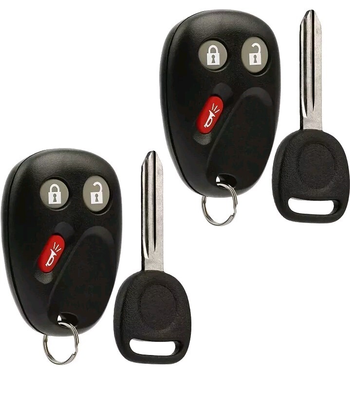 (Set Of 2) Car Key Fob Keyless Entry Remote with Ignition Key Fits Chevy Trailb